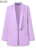 Zanzea Fashion Jackets Autmun Solid Lapel Neck Blazer Women Long Sleeve Formal Ol Suit Elegant Collect Midje Office Coats 240228