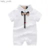 INS high-end merk babykleding geruite boog romper bodysuit outfit katoen pasgeboren zomer korte mouw romper kinderen designer baby jumpsuits