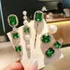 Klipsy do włosów 5 szt. Pinowy pin metalowe zielone dekoracje kryształowe dla damskich kobiet Kolczyki biżuterii
