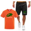 Vêtements de sport d'été pour hommes imprimés marque costume de fitness costume de course T-shirt décontracté ensemble short et haut respirant jogging vêtements de sport ensemble deux pièces pour hommes