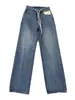 Damesjeans Vintage Nostalgisch TVVOVVIN Water Wash And Mill Wit Trekkoord voor afslanken Hoge taille Denim Rechte pijpen Wijde broek NOHZ