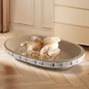 Tapis lit pour chat griffes de meulage en forme de bol planche à gratter ovale en papier ondulé tapis à gratter pour chat jouet pour protéger le canapé
