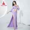 Scene Wear Belly Dance Butterfly Costume For Women Short ärmar Topp Split Long Kjol 2st Vuxen Oriental Dancing Outfit