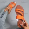 Sandalen Rimocy 2023 Sommer Flache Ferse Sandalen für Frauen Casual Plus Größe Beac Frau Pu Leder Strap Slip-On Gladiator Sandalen T240301