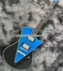 Auf Lager Armada Singlecut Divided Blue E-Gitarre, V-förmige Bookmatched-Flammenahorndecke, schwarze Rückseite, gebogene Dreieckeinlage, HH-Tonabnehmer, Bauchschnittkontur