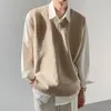 Herrenwesten Pullover Männer Gestrickte Allgleiches Tops Lose Teens Hombre Koreanische Mode Harajuku Grundlegende Ärmellose Outwear Herbst Ästhetik