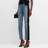 Женские джинсовые брюки 2024, весенние прямые брюки контрастного цвета в стиле пэчворк с декором из чистого хлопка