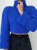 Women's Sweaters Short Turtleneck Knited Sweater Slim Warm Solid Women Crop Pullovers 2024 Spring Casual Ribbed Female
