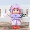 2024 8CM Clown Mobile Phone Pendant Plaid Skirt Knitted Hat Lovely Doll Mini Girls Ornaments Toys Gift Dolls Originality 0 6yg F2