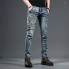 Jeans para hombres 2024 Primavera y otoño Tendencia de moda clásica Retro Stretch Casual Slim Cómodo Pantalones de pie pequeño de alta calidad