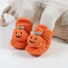 Stivali Stivaletti di Halloween per bambini Morbidi zucchine per bambini Pantofole invernali in caldo pile Scarpe da presepe da neve