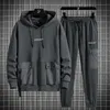 Herenhoodies Sweatshirts Truienset lente en herfst sport vrijetijdsbroek tweedelige set mode dikke losse werkkleding grote herenjas