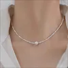 Personalidad simple Cadena de plata esterlina 925 Agua dulce 8-9 mm Collar redondo de perlas blancas Regalos de joyería fina para mujeres y niñas 240227
