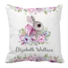 LVYZIHO Pink Purple Floral Bunny Bedding Set Custom Name Rabbit Bedding SetBaby Shower Gift Bedding Set 240229