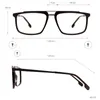 Lunettes de soleil Cadres Hommes et Femmes Full Rim Square Double Bridge Grand Acétate Lunettes en métal pour lentilles de prescription Myopie Lecture Progress