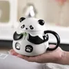 Muggar söta panda kaffekoppar med lock keramiskt mugg för flickor barn vatten mjölk te cup hemmakontor dricksvaror julklappar 450 ml