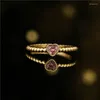 Cluster-Ringe 2024 Mode 8 Farben CZ Stein Tiny Heart Charm Ring Gold Farbe Kupfer Frauen Hochzeit Trendy Finger Schmuck Großhandel