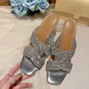 Dress Shoes Women Sexy Clear High Heels Slippers Rhinestone Accessories Sandals New Summer Beach Ladies Slides Flip Flops Female Dress ShoesH2431