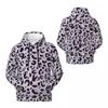 Herrtröjor leopard djur päls rand 3d fleece hoodie polyester varm med ficka super mjuk män kvinnor tröja unisex pullover