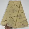 Tecido de renda de tule africano cetim brocado nigeriano dourado tecido de renda jacquard para costura vestido de festa de casamento pano feminino PL194 240220