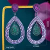 Brincos pendurados godki na moda roxo gota de água brinco para festa de casamento feminino africano dubai jóias de noiva boucle d'oreille femme presente