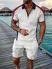 Men's Tracksuits Hawaii Men 2pcs Sets 3D Print Zipper Polo Shirt Short Sleeve Shorts Casual Fashion Zip-Up Unisex Sweatshirt