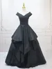 Black Evening Dresses Elegant Long Prom Party Dresses Real Pictures V-Neck Sleeveless Lace-up or Zipper Back Floor Length Satin Gowns