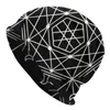 Berets Unisex Winter Warme Motorhaube Femme Strickmützen Mode Spirituelle Magische Mandala Muster Beanie Kappe Heilige Geometrie Beanies Für Männer