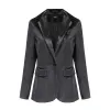 Blazers Autumn Dark Green Velvet Suit Jacket Office Ladies Jacket Female Elegant One Button Long Sleeve Blazer