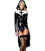 Halloween Cosplay M L XL Fashion Black Women Sexig Nun Costume Vinyl Leather Cosplay Halloween Costume W850640 Y181105044024610