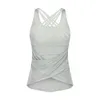 Ll Damen-Yoga-Tanktop für Pad, Damen, Fitnessstudio, T-Shirt mit Rundhalsausschnitt, Workout, lässig, Sommer, Dt055