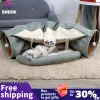 Mats Foldable Cat Bed House Interactive Cat Tunnel Toy Drill Pipe Channel Shell Tube Kitten Cave With Balls Cushion Cats Accessories