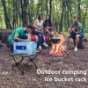 Folding Cooler Stand Frame Foldbar Alloy Support Bagage Outdoor Antisp Camping Picnic Light Weight Kyl Ice Box Holder 240220
