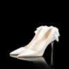 Dress Shoes 8CM Womens Wedding Shoes Bridal Shoe Fashion White Bow High Heels Temperament Womens Stiletto Low-Cut Satin Banquet ShoesH2431