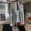 Trajes de hombre Trajes de hombre azul real de 3 piezas de corte entallado de negocios italianos hechos a mano: Esmoquin de graduación para novio, chaqueta de padrino de boda para boda