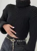 Women's Sweaters Short Turtleneck Knited Sweater Slim Warm Solid Women Crop Pullovers 2024 Spring Casual Ribbed Female