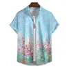 Mäns casual skjortor skjorta sommar hawaiian blommor mönster 3d tryckt utomhus gata kort hylsa knappkläder lapel kläder 2024