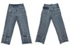 Jeans femminile europeo e americano industria pesante a tubo dritto a tubo dritti lavati in difficoltà versatile tasca da lavoro versatile