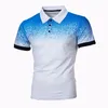 Polos pour hommes Casual Summer Gradient 3D Impression T-shirts Business Polo à manches courtes Hommes Respirant Pull Top T-shirts Vêtements