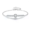 Braccialetti a maglie Bracciale originale con aghi in argento sterling 925 Rotondo con pietra di zircone di cristallo per regalo di gioielli con ciondoli da donna