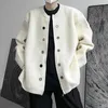 Herrtröjor Syuhgfa 2024 Spring Knit Cardigan Jacket Fashion Round Neck Loose Korean Style Clothing Trend Man