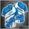 Chemises décontractées pour hommes Chemise à fleurs d'été pour hommes Detroit Streetwear Blue Cartoon Lions Shirtmens Drop Delivery Vêtements Vêtements Dhyib