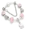 Marca clássica pulseiras rosa dos desenhos animados frisado pulseira atacado liga kitty pingente pulseiras projetadas para mulheres boutique jóias