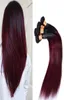 Brasiliansk ombre rak hår 4 buntar färgade 1b 99j burgundy brasilianska jungfruliga mänskliga hårväv billiga ombre rött vinhår extens4660773