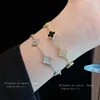 Designer Van cl-ap Korean four leaf zircon bracelet simple and versatile high-end feel niche temperament best friend for women