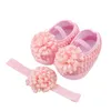 Erste Wanderer Baby Mädchen Prinzessin Schuhe und Stirnband Band Blume Mary Jane Flats Kleid Gehen für geborene Kleinkinder