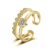 Кольца кластера, модное простое кольцо в форме сердца, позолоченное, изысканный циркон, романтическое обещание любви, ювелирные изделия для девочек, подарок на день Святого Валентина