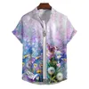 Mäns casual skjortor skjorta sommar hawaiian blommor mönster 3d tryckt utomhus gata kort hylsa knappkläder lapel kläder 2024