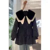 Dames Trenchcoats EWQ Zoete Stijl Chique Katoenen Jas Contrasterende Kleur Revers Single-breasted Bandage Dames Herfst Winter 2024 SN3825