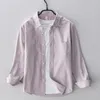 Spring Pink Shirts For Men Casual Slim Fit 100% Cotton Oxford Long Sleeve Shirt Mens Vintage Clothes 240227